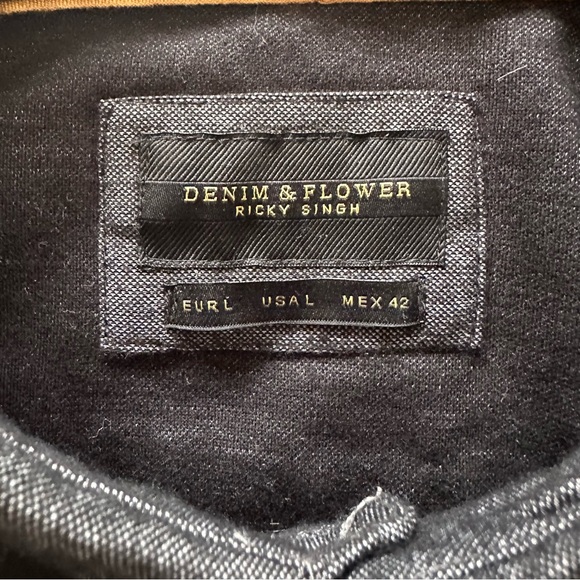 Denim and Flower Ricky Singh Men's Black Short Sleeve Polo - Size Large - Picture 4 of 10